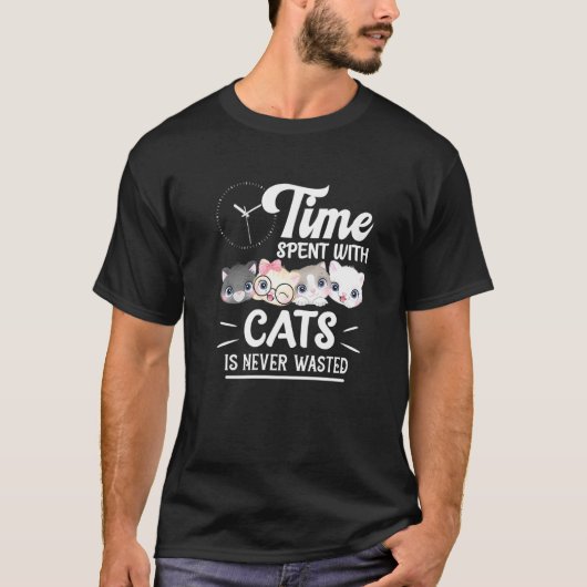 猫との時間は無駄にならない 子猫 Tシャツ (正面)