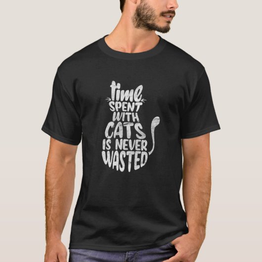 猫との時間は無駄にならない 面白い子猫 Tシャツ (正面)