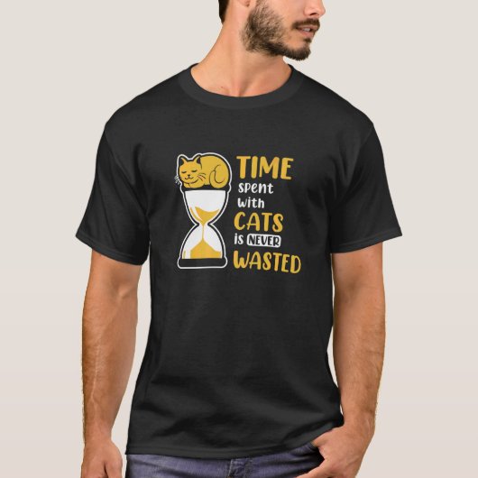 猫との時間は無駄にはなりません Tシャツ (正面)