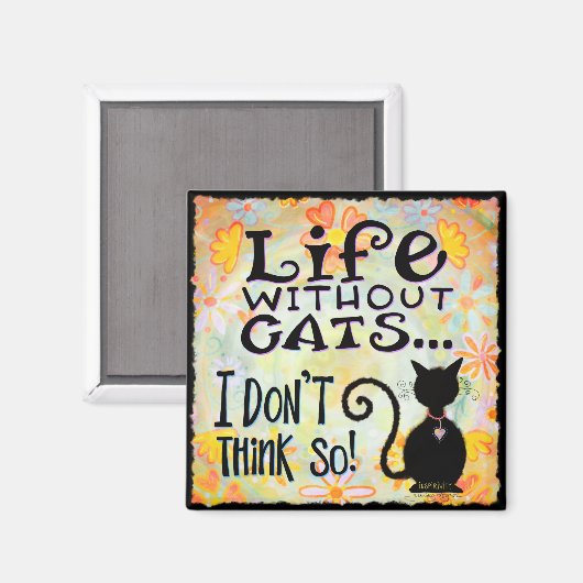 猫との暮らしおもしろいかわいいトレンディー マグネット (正面/裏面)
