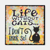 猫との暮らしおもしろいかわいいトレンディー マグネット (正面)