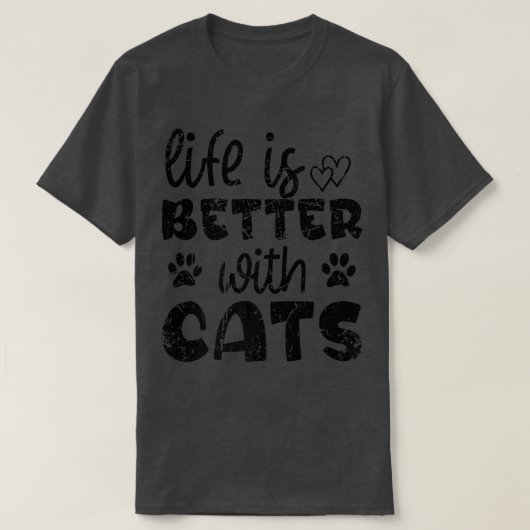 猫との暮らしおもしろいは猫好きVi Tシャツ (デザイン正面)