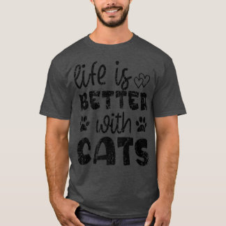 猫との暮らしおもしろいは猫好きVi Tシャツ