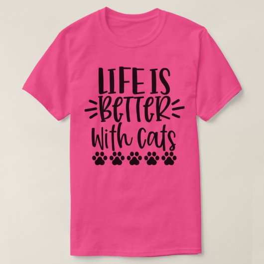 猫との暮らしおもしろい猫好きデザインPu Tシャツ (デザイン正面)