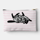 猫との暮らしが良い – おもしろいタイポグラフィかわいい アクセサリーポーチ (裏面)