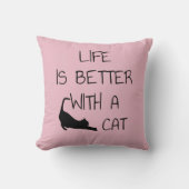 猫との暮らしが良い – 猫好き クッション (正面)