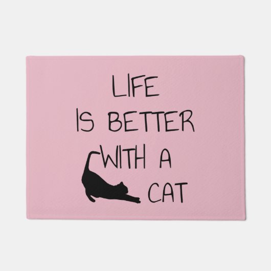 猫との暮らしが良い – 猫好き ドアマット (正面)