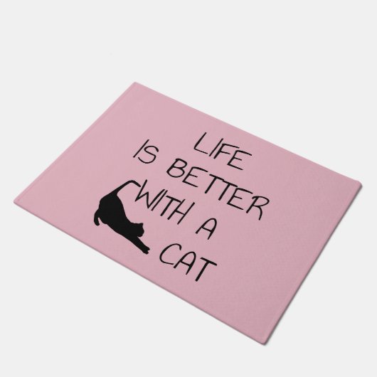 猫との暮らしが良い – 猫好き ドアマット (アングル)