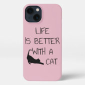 猫との暮らしが良い – 猫好き iPhoneケース (裏面)