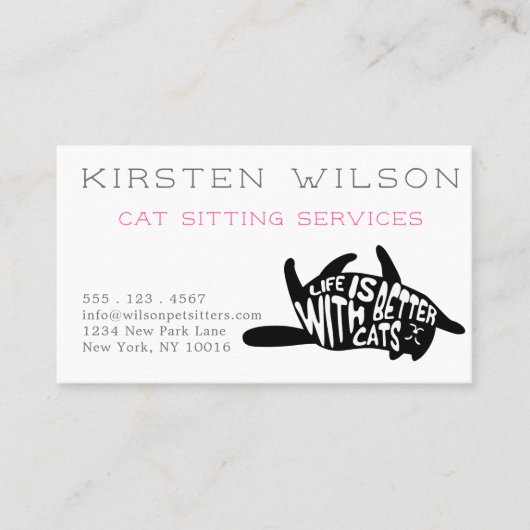 猫との暮らしの方が良い |猫またはペットの座席 名刺 (正面)