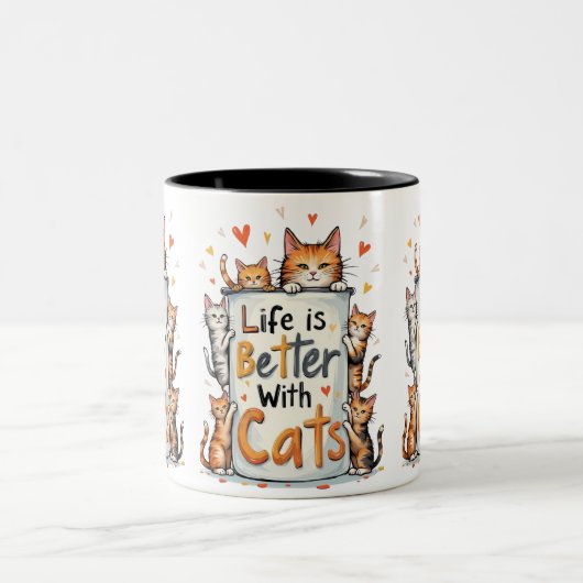 猫との暮らしは良い ツートーンマグカップ (中央)