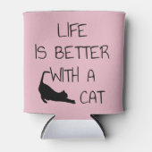 猫との暮らしは良い – 猫好きTシャツ 缶クーラー (正面)