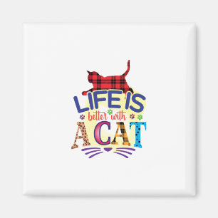 猫との暮らしは、猫とのアートの方がいい マグネット