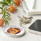 猫との暮らし方が引用文写真カスタムで キーホルダー (側面)