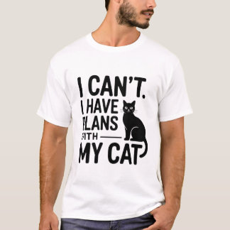 猫との楽しい予定 かわいいイラスト タイポグラフィTシャツ Tシャツ