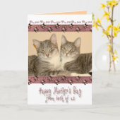 猫との私達の両方からの幸せな母の日 カード (黄色い花)