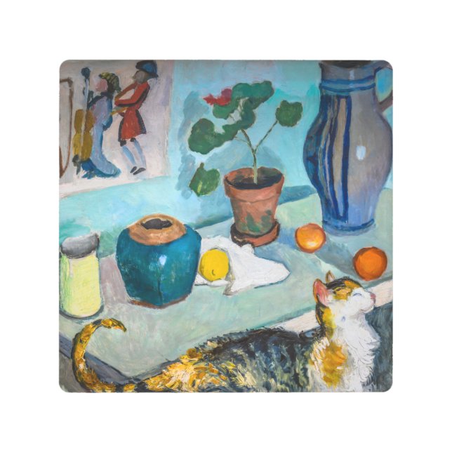 猫との静物生活 | Auguste Macke | メタルプリント (正面)