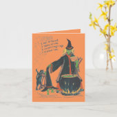 猫との魔法使いの醸造物のハッピーハローウィン カード (黄色い花)