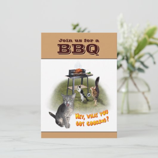 猫とのBBQ招待状 招待状 (スタンド正面)