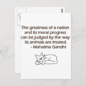 猫とのGandhi動物の引用文 ポストカード (正面/裏面)