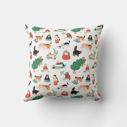 猫とよくはしゃぐクリスマスツリーのパターン クッション (裏面)