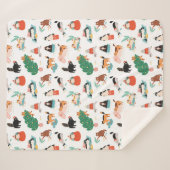 猫とよくはしゃぐクリスマスツリーのパターン シェルパブランケット (正面(横))