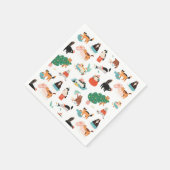 猫とよくはしゃぐクリスマスツリーのパターン スタンダードカクテルナプキン (角)