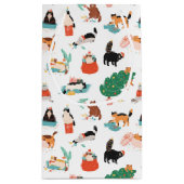 猫とよくはしゃぐクリスマスツリーのパターン スモールペーパーバッグ (裏面)