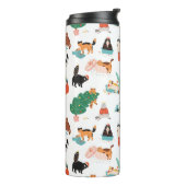 猫とよくはしゃぐクリスマスツリーのパターン タンブラー (回転左)