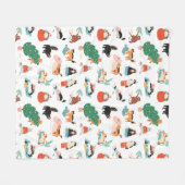 猫とよくはしゃぐクリスマスツリーのパターン フリースブランケット (正面(横))