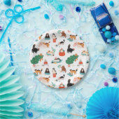 猫とよくはしゃぐクリスマスツリーのパターン ペーパープレート (パーティー)