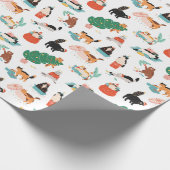 猫とよくはしゃぐクリスマスツリーのパターン ラッピングペーパー (角)
