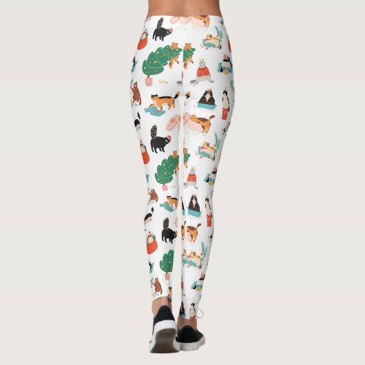猫とよくはしゃぐクリスマスツリーのパターン レギンス (裏面)