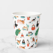 猫とよくはしゃぐクリスマスツリーのパターン 紙コップ (裏面)
