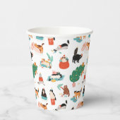 猫とよくはしゃぐクリスマスツリーのパターン 紙コップ (左)