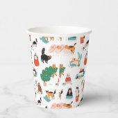 猫とよくはしゃぐクリスマスツリーのパターン 紙コップ (右)