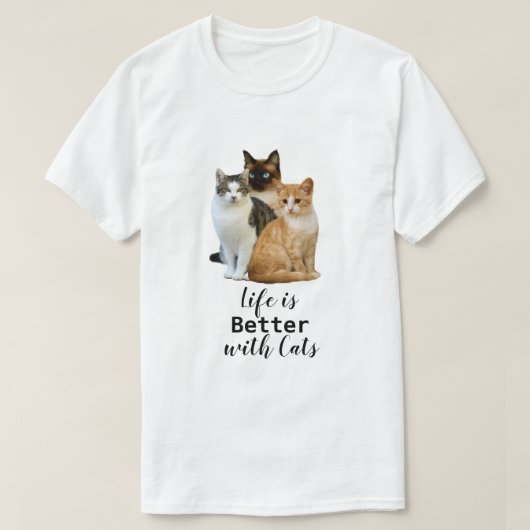 猫とより良い生活 / 猫好き Tシャツ (デザイン正面)