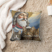 猫とイエスの枕! クッション (ブランケット)