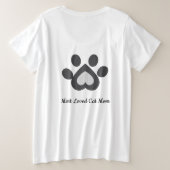 猫とイラストとハートの前後デザイン ルームウェア プラスサイズTシャツ (デザイン裏面)