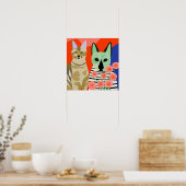 猫とエイリアン猫 ポスター (キッチン)