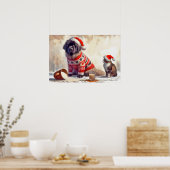 猫とエッグノッグをこぼしたニューフィーのポスター ポスター (キッチン)