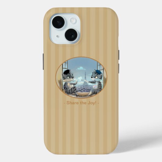 猫とエッフェル塔 - パリの喜びタフフォンケース Case-Mate iPhoneケース (裏面)