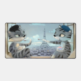 猫とエッフェル塔 - パリ デスクマット