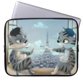 猫とエッフェル塔 - パリ ノートパソコン スリーブ