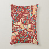 猫とオーナメント、枝に花と葉 アクセントクッション (正面(垂直))