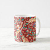 猫とオーナメント、枝に花と葉 コーヒーマグカップ (正面右)