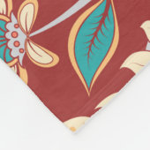 猫とオーナメント、枝に花と葉 フリースブランケット (角)