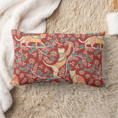 猫とオーナメント、枝に花と葉 ランバークッション (ブランケット)