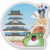 猫とカエルの日本グルメ旅行 シール (正面)