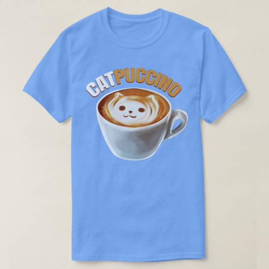猫とカプチーノはプールのカップでカプチーノを作る Tシャツ (デザイン正面)